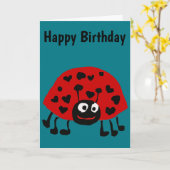 Niedlicher Ladybug mit herzenförmigen Spots Cartoo Karte (Gelbe Blume)
