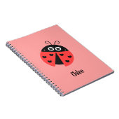 Niedlicher Ladybug mit Personalisierten schwarzen Notizblock (Rechte Seite)
