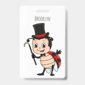 Niedlicher Ladybug mit Top Hut und Krawatte Cartoo Ausweis (Rückseite)