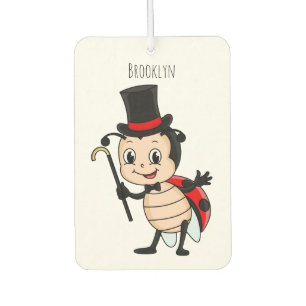 Niedlicher Ladybug mit Top Hut und Krawatte Cartoo Autolufterfrischer