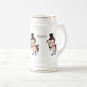 Niedlicher Ladybug mit Top Hut und Krawatte Cartoo Bierglas (VorderseiteRechts)