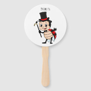 Niedlicher Ladybug mit Top Hut und Krawatte Cartoo Fächer