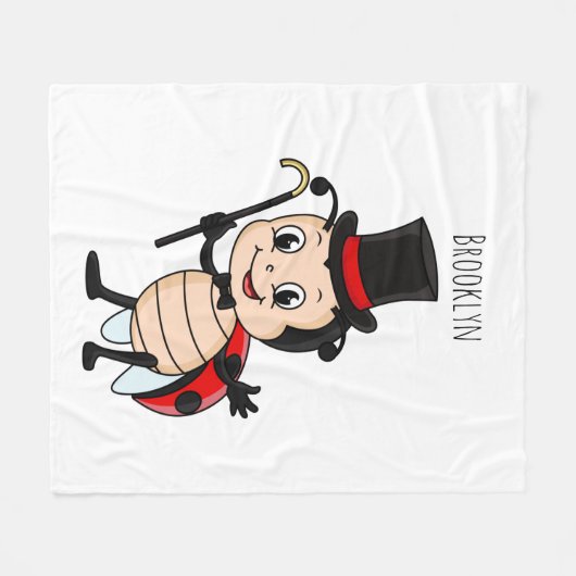 Niedlicher Ladybug mit Top Hut und Krawatte Cartoo Fleecedecke (Vorderseite (Horizontal))