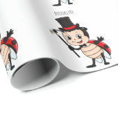 Niedlicher Ladybug mit Top Hut und Krawatte Cartoo Geschenkpapier (Rolleneckpunkt)