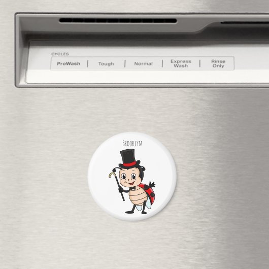 Niedlicher Ladybug mit Top Hut und Krawatte Cartoo Magnet (In Situ (Geschirrspüler))