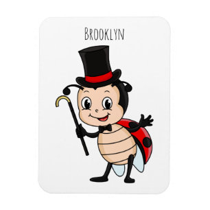 Niedlicher Ladybug mit Top Hut und Krawatte Cartoo Magnet