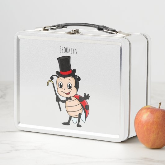 Niedlicher Ladybug mit Top Hut und Krawatte Cartoo Metall Brotdose (Beispiel)