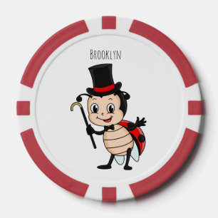 Niedlicher Ladybug mit Top Hut und Krawatte Cartoo Pokerchips