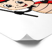 Niedlicher Ladybug mit Top Hut und Krawatte Cartoo Poster (Ecke)