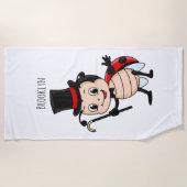Niedlicher Ladybug mit Top Hut und Krawatte Cartoo Strandtuch (Vorderseite)