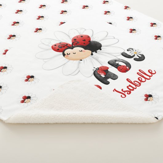 Niedlicher Ladybug Name Sherpa Blanket Sherpadecke (3/4)