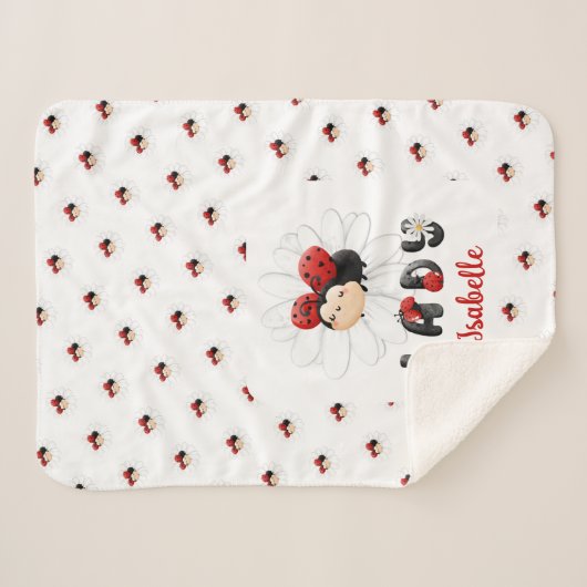 Niedlicher Ladybug Name Sherpa Blanket Sherpadecke (Vorderseite (Horizontal))