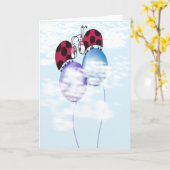 Niedlicher Ladybug und bunt balonischer Valentinst Karte (Gelbe Blume)