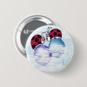 Niedlicher Ladybug und farbenfrohe Balloons Cartoo Button (Vorne & Hinten)