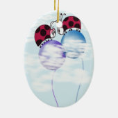 Niedlicher Ladybug und farbenfrohe Balloons Cartoo Keramikornament (Hinten)