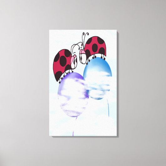Niedlicher Ladybug und farbenfrohe Balloons Cartoo Leinwanddruck (Vorderseite)