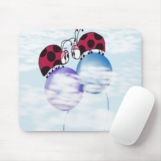 Niedlicher Ladybug und farbenfrohe Balloons Cartoo Mousepad (Mit Mouse)