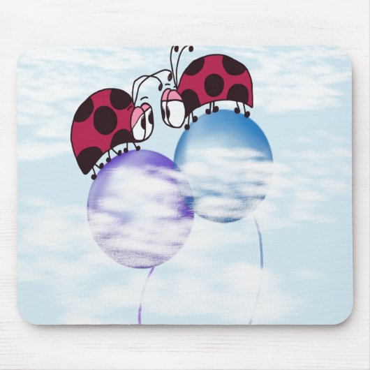 Niedlicher Ladybug und farbenfrohe Balloons Cartoo Mousepad (Vorne)