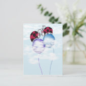 Niedlicher Ladybug und farbenfrohe Balloons Cartoo Postkarte (Stehend Vorderseite)