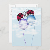 Niedlicher Ladybug und farbenfrohe Balloons Cartoo Postkarte (Vorne/Hinten)