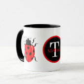 niedlicher Ladybug wird Monogramm hinzugefügt Tasse (Vorderseite Links)