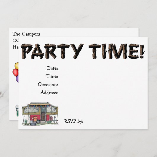 Niedlicher Lagerbewohner-Reise-Anhänger RV Einladung (Vorne/Hinten)