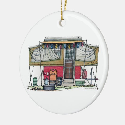 Niedlicher Lagerbewohner-Reise-Anhänger RV Keramikornament (Links)