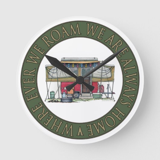 Niedlicher Lagerbewohner-Reise-Anhänger RV Runde Wanduhr (Vorderseite)