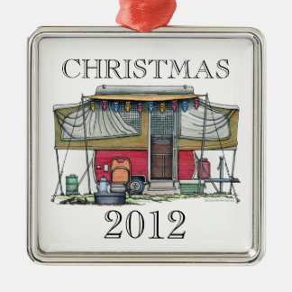 Niedlicher Lagerbewohner-Reise-Anhänger RV Silbernes Ornament