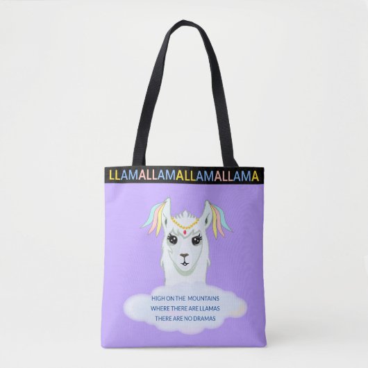 Niedlicher Lama auf dem Lavender Blue Tote Bag Tasche (Vorderseite)