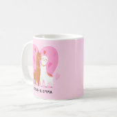 Niedlicher Lama Couple Personalisiert Valentinstag Kaffeetasse (Vorderseite Links)