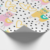 Niedlicher Lama Fun Farbenfroh Aquamariner rosa He Geschenkpapier (Ecke)