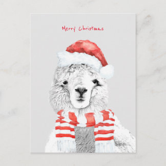 Niedlicher Lama je Minimalistische Weihnachten Postkarte