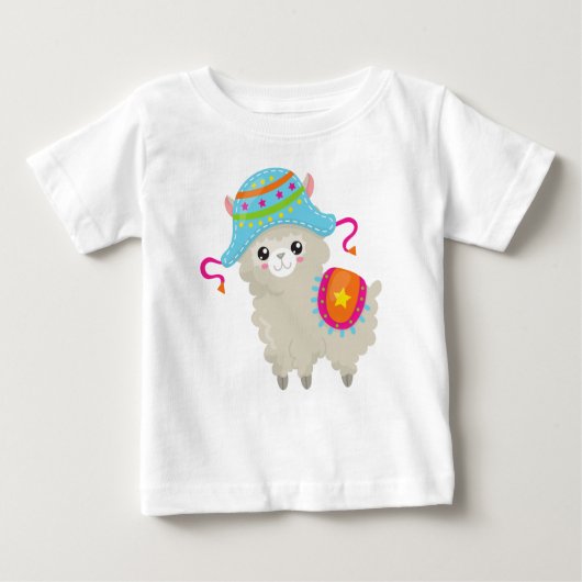 Niedlicher Lama, kleiner Llama, Alpaca, Lama mit H Baby T-shirt (Vorderseite)