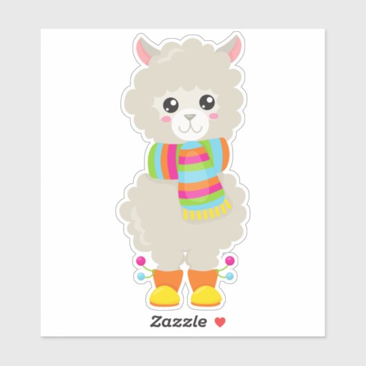 Niedlicher Lama, kleiner Llama, Alpaca, Lama mit S Aufkleber (Blatt)