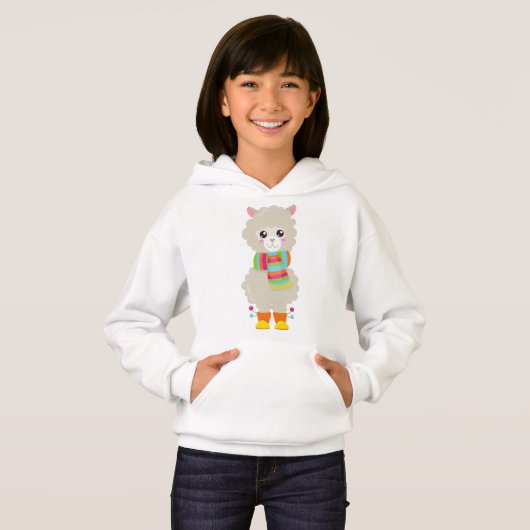 Niedlicher Lama, kleiner Llama, Alpaca, Lama mit S Hoodie (Vorne ganz)