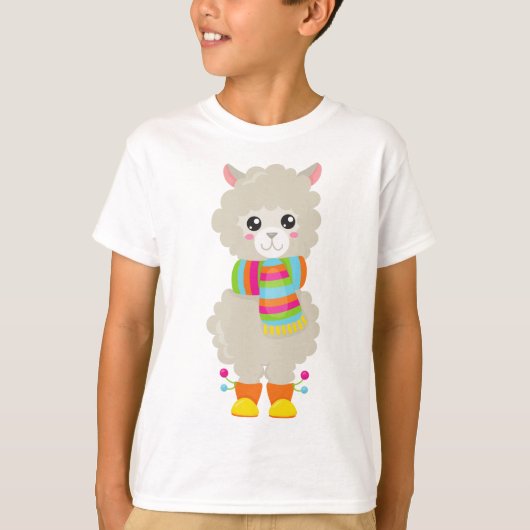 Niedlicher Lama, kleiner Llama, Alpaca, Lama mit S T-Shirt (Vorderseite)