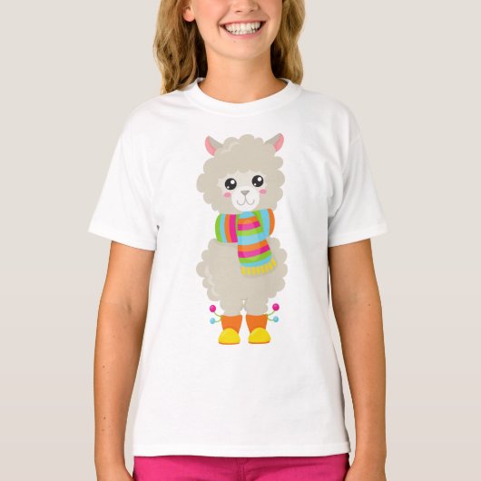 Niedlicher Lama, kleiner Llama, Alpaca, Lama mit S T-Shirt (Vorderseite)