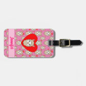 Niedlicher Lama-Kopf und rotes Herz rosa Hintergru Gepäckanhänger (Vorderseite horizontal)