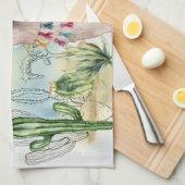 Niedlicher Lama mit Blume Geschirrtuch (Viertel Falte)