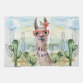 Niedlicher Lama mit Blume Geschirrtuch (Horizontal)