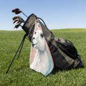 Niedlicher Lama mit farbenfroher Fresse auf dem Ko Golfhandtuch (Gras)