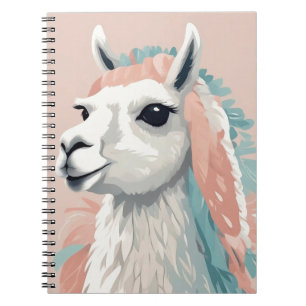 Niedlicher Lama mit farbenfroher Fresse auf dem Ko Notizblock