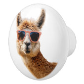 Niedlicher Lama mit Sonnenbrille auf Keramikknauf (Rechts)
