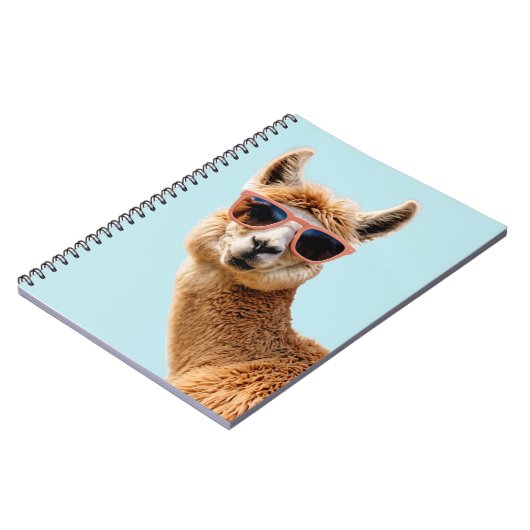 Niedlicher Lama mit Sonnenbrille auf Notizblock (Linke Seite)