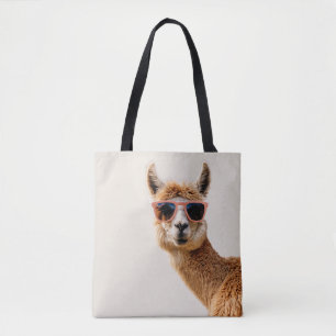 Niedlicher Lama mit Sonnenbrille auf Tasche