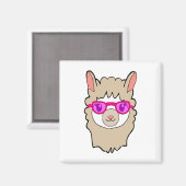Niedlicher Lama mit Zeichnend Brille Magnet (Vorderseite/Rückseite)
