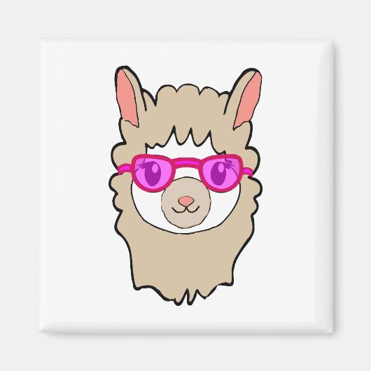 Niedlicher Lama mit Zeichnend Brille Magnet (Vorne)
