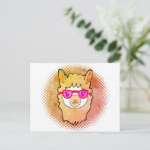 Niedlicher Lama mit Zeichnend Brille Postkarte (Stehend Vorderseite)