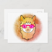 Niedlicher Lama mit Zeichnend Brille Postkarte (Vorne/Hinten)